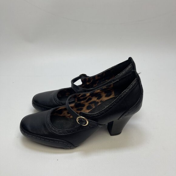 Clarks Bendables Black Leather Mary Jane Heel Shoes Womens 6M US Comfort - Picture 4 of 12